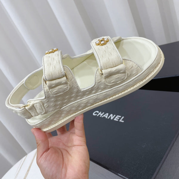 CC Dad Sandal Ivory Canvas Leather 742946