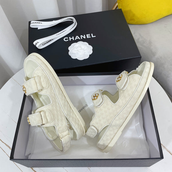 CC Dad Sandal Ivory Canvas Leather 742946