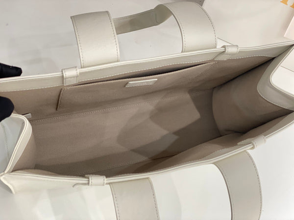 Chloé Woody Tote Bag 45cm White Calfskin 531226