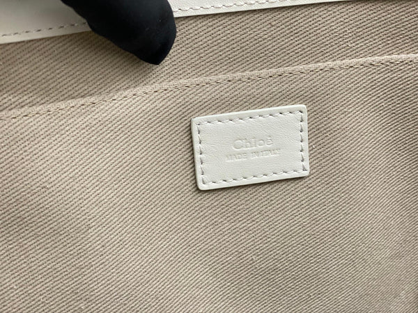Chloé Woody Tote Bag 45cm White Calfskin 531226