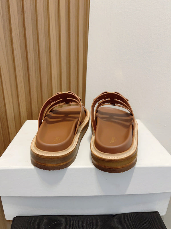 sandalo tippi slide in pelle di vitello marrone