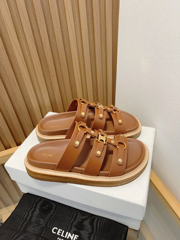 sandalo tippi slide in pelle di vitello marrone