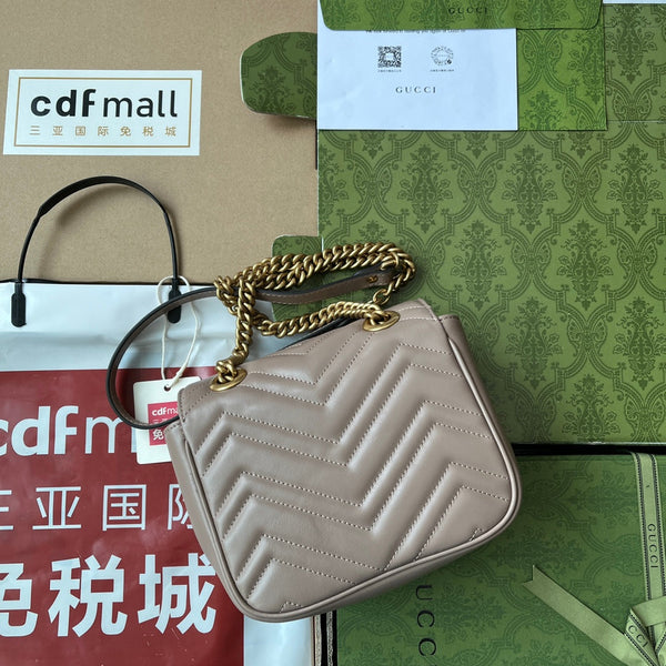 gg marmont mini 18cm dark nude calfskin gold hardware