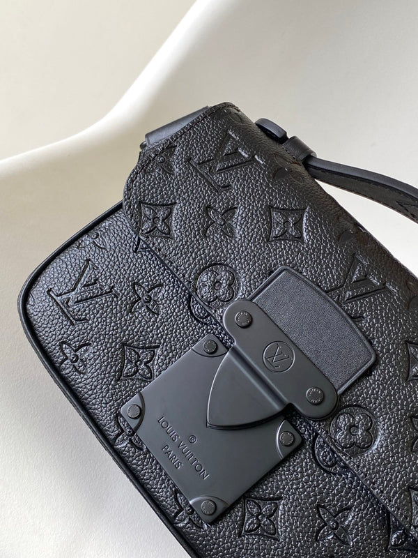 LV S Lock Sling Bag 21cm Black Monogram-embossed Taurillon leather