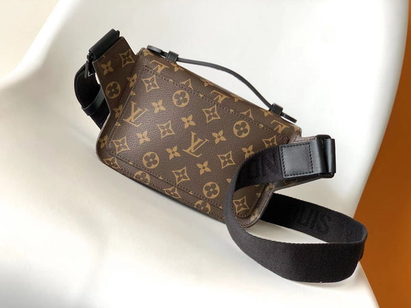 LV S Lock Sling Bag 21cm Brown Black Monogram Macassar Canvas