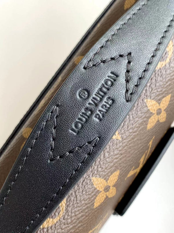 LV S Lock Sling Bag 21cm Brown Black Monogram Macassar Canvas