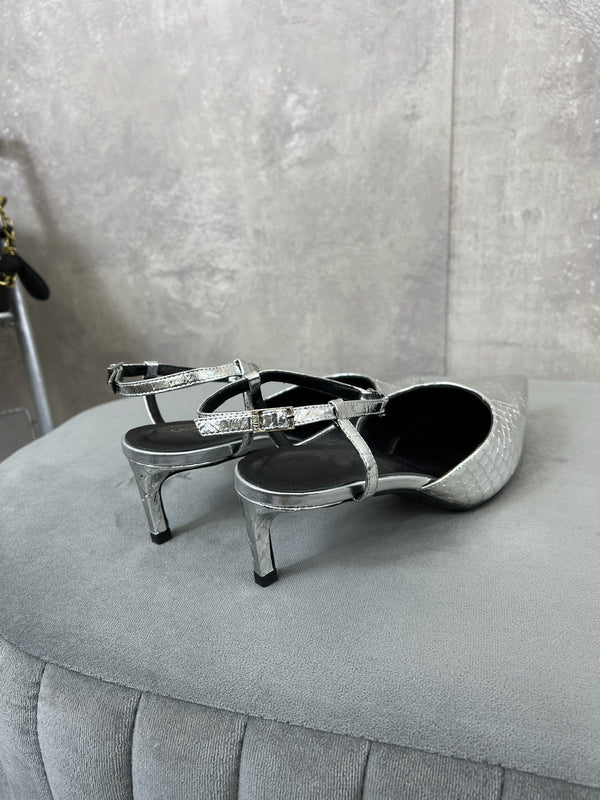 cl kitten with strap 45 platinum lizard stamped metalized calfskin