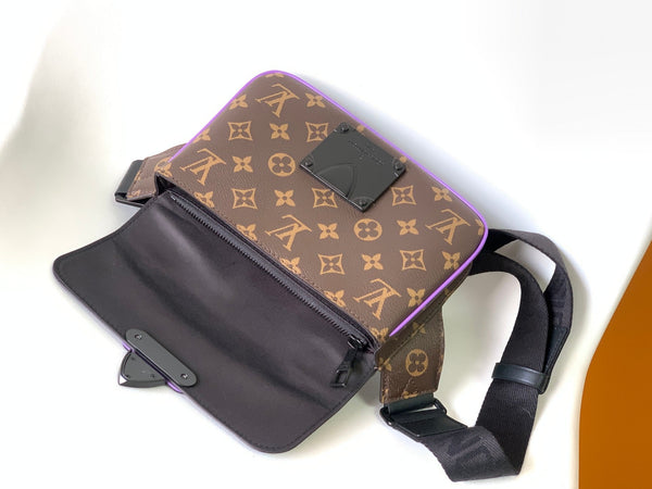 LV S Lock Sling Bag 21cm Brown Purple Monogram Macassar Canvas
