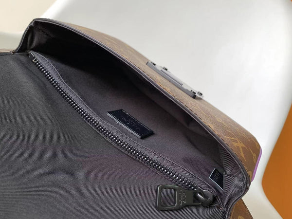 LV S Lock Sling Bag 21cm Brown Purple Monogram Macassar Canvas