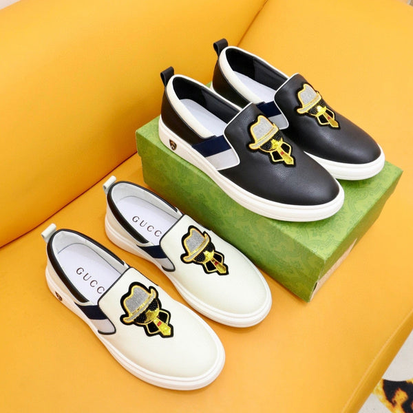 GG Men's Slip on Loafer White Black Cowhide 660094