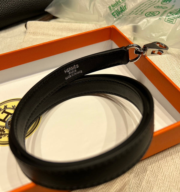 HM 24/24 Bag Black Leather Silver Hardware