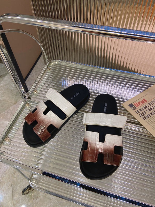 CHYPRE SANDAL OMBRE WHITE BROWN CALFSKIN