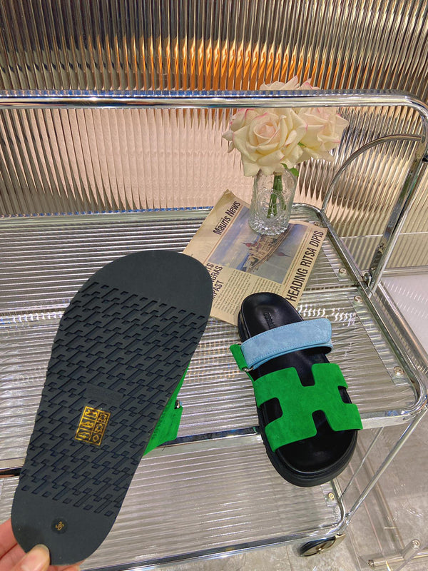 CHYPRE SANDAL GREEN MIX BLUE SUEDE