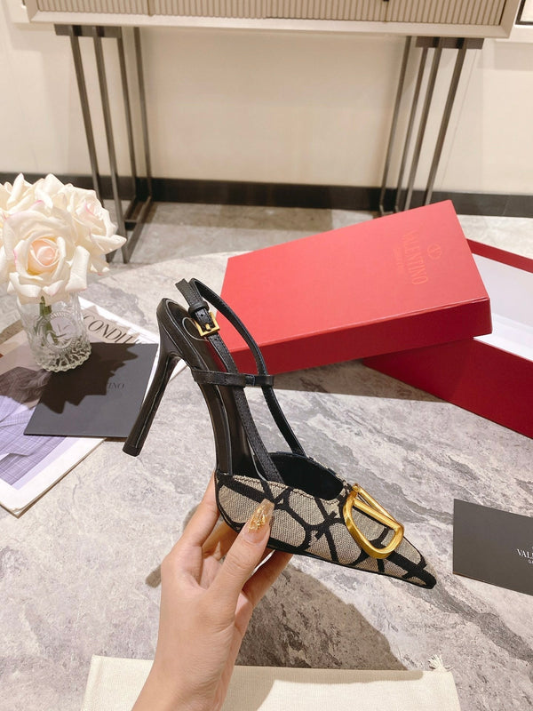 Valentino Slingback Pump Heel Fabric Print 239521