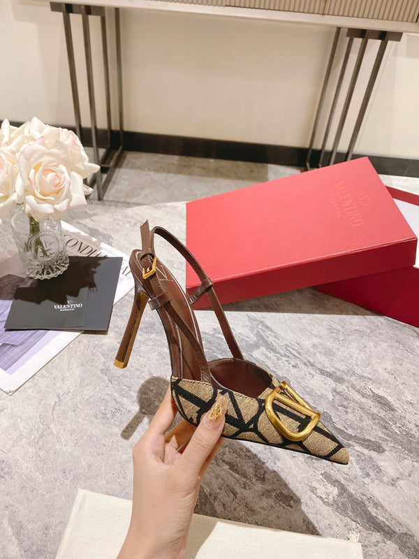 Valentino Slingback Pump Heel Fabric Print 239521