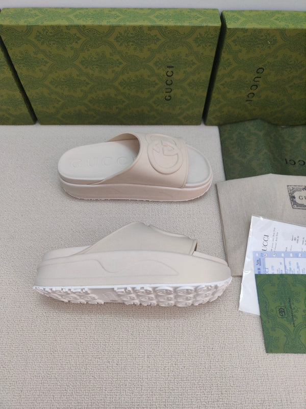 GG Lide Sandal With Interlocking White Rubber 788124