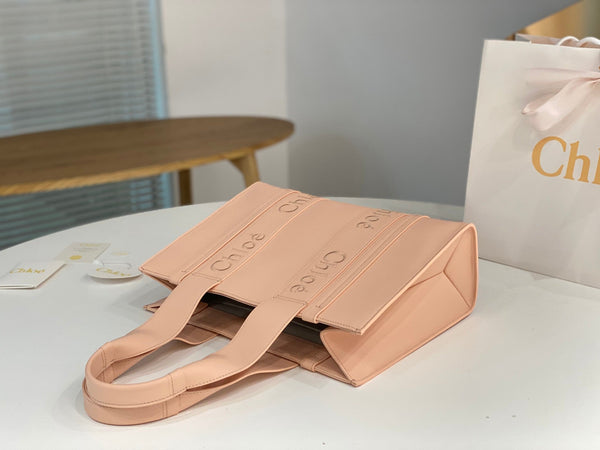 Chloé Woody tote bag pink 37cm calfskin 531241