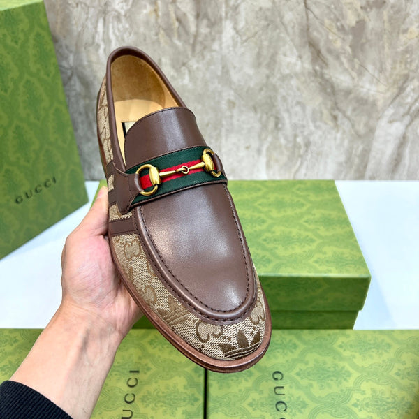 GG x Adidas Men's Loafer Brown Canvas Cowhide 724880