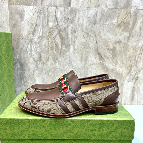 GG x Adidas Men's Loafer Brown Canvas Cowhide 724880