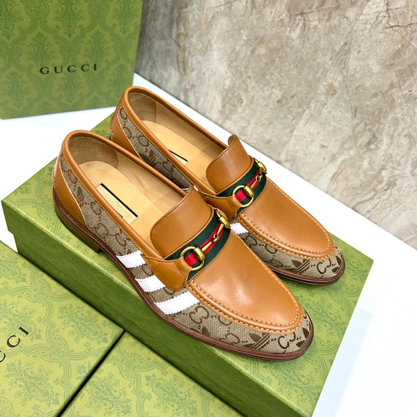 GG x Adidas Men's Loafer Light Brown Canvas Cowhide 724881