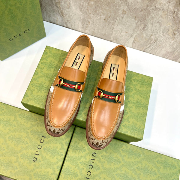 GG x Adidas Men's Loafer Light Brown Canvas Cowhide 724881