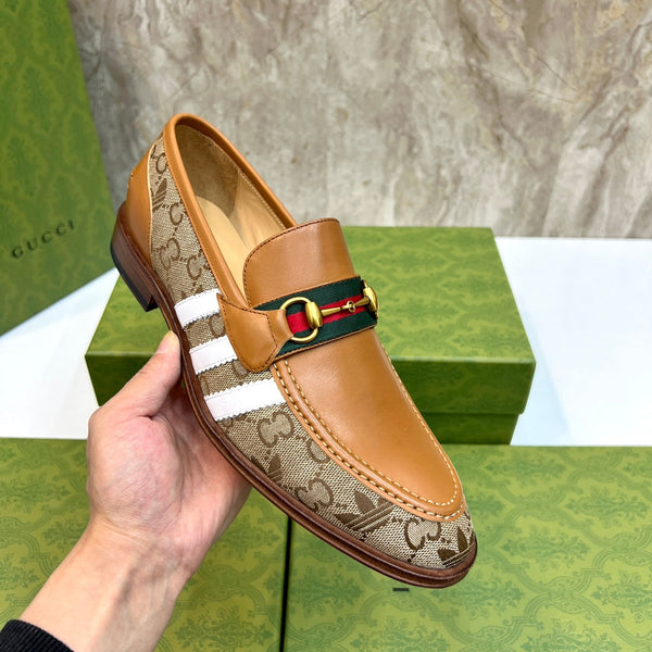 GG x Adidas Men's Loafer Light Brown Canvas Cowhide 724881