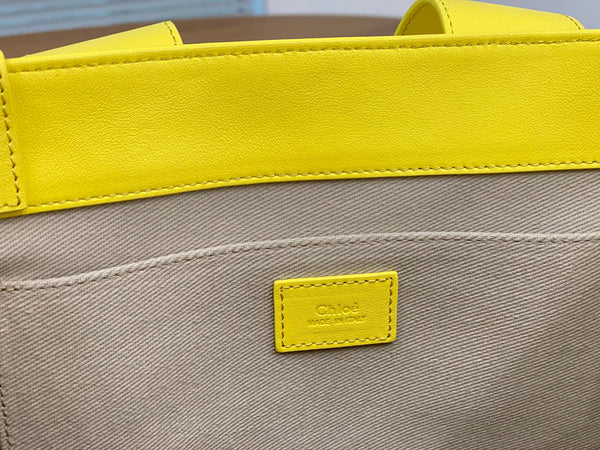 Chloé Woody tote bag 37cm yellow calfskin