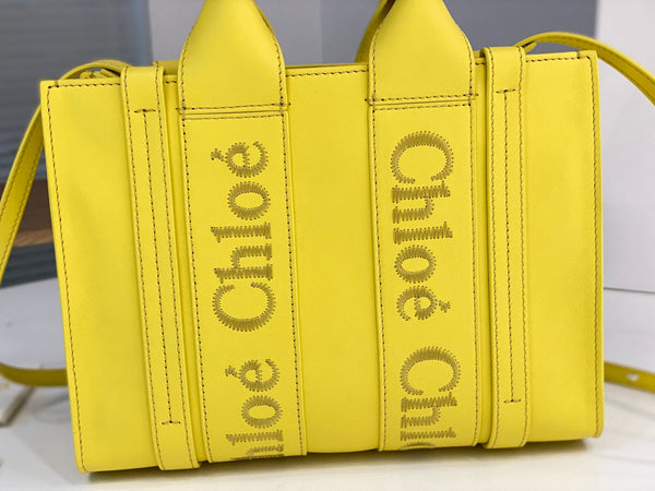 Chloé Woody small tote bag 26cm yellow calfskin