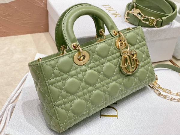 medium lady d-joy 26 pelle di agnello verde
