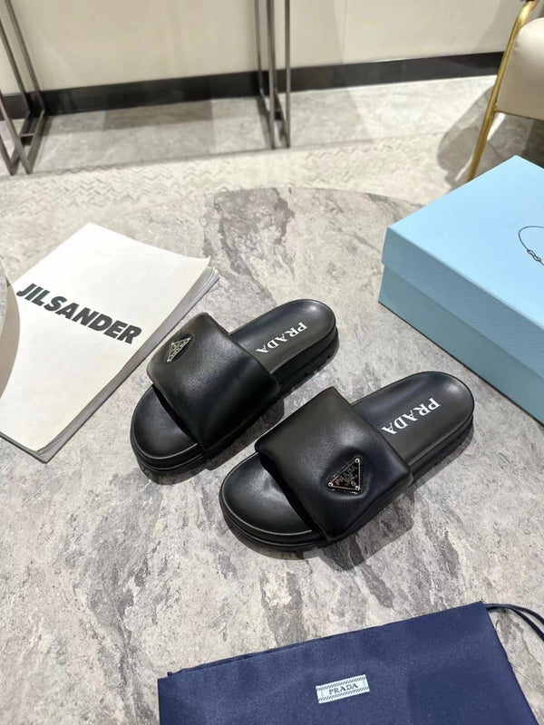 CIABATTE PRA SHEARLING IN PELLE DI AGNELLO NERA