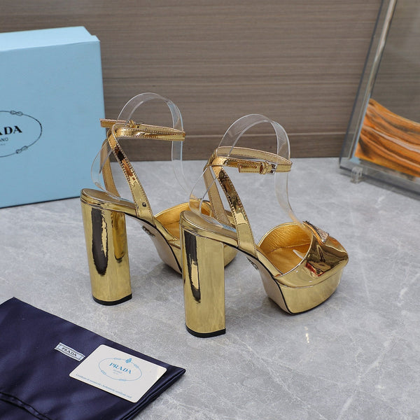 Prada Sandal 130mm Gold Patent Leather