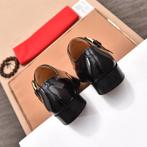 GG Men's Double Monk Strap Loafer Black Cowhide 525979