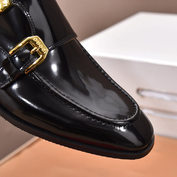 GG Men's Double Monk Strap Loafer Black Cowhide 525979