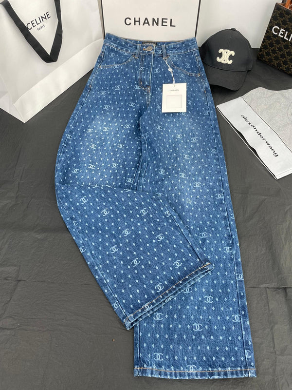 Jean droit ample à pois double C CC 344167