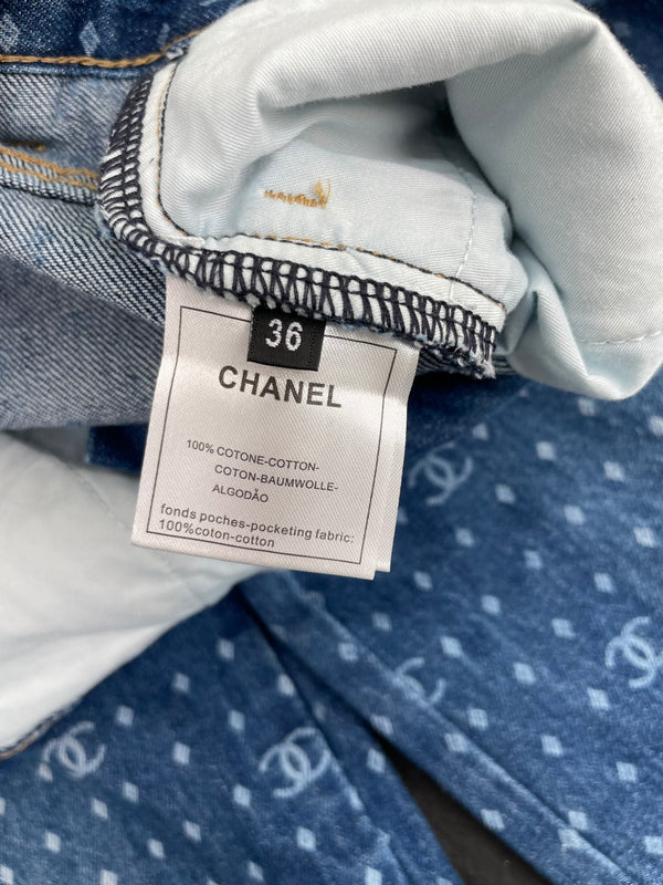 Jean droit ample à pois double C CC 344167