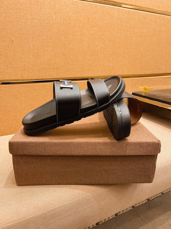 HM Men's Slide Black Cowhide 602328