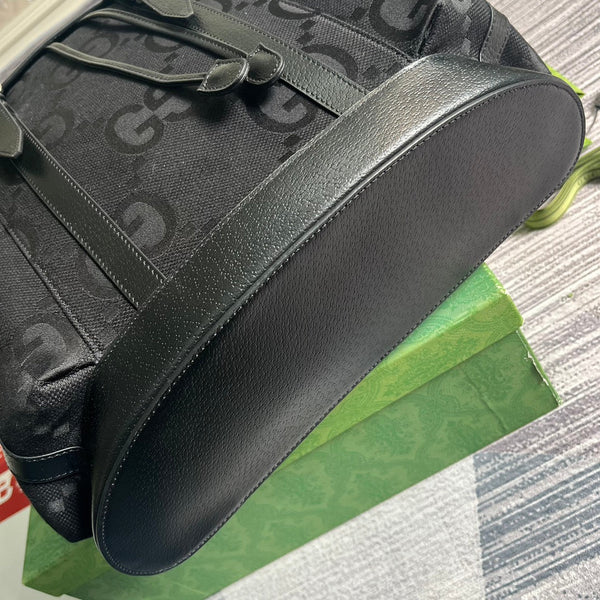 ZAINO GG OPHIDIA GRANDE 42 IN TELA NERA E PELLE DI VITELLO