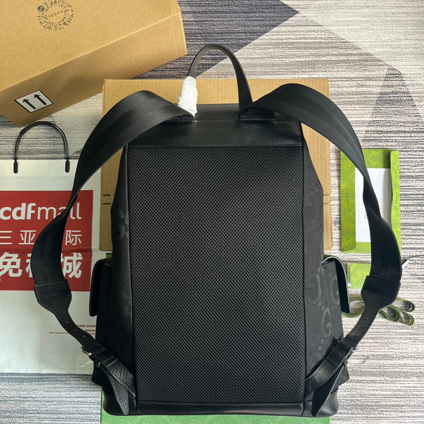 ZAINO GG OPHIDIA GRANDE 42 IN TELA NERA E PELLE DI VITELLO