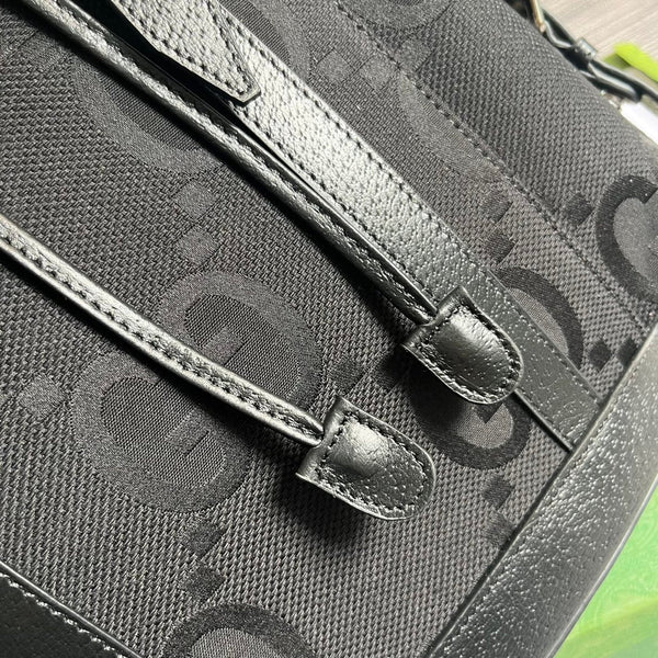 ZAINO GG OPHIDIA GRANDE 42 IN TELA NERA E PELLE DI VITELLO