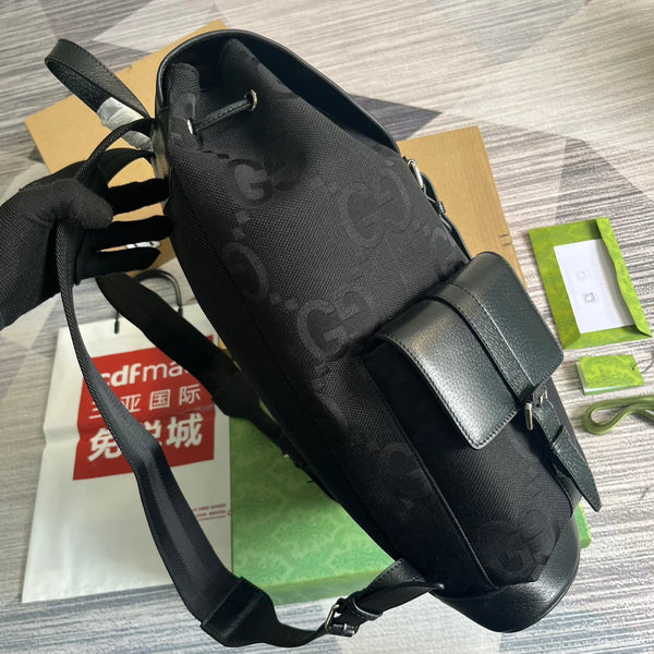 ZAINO GG OPHIDIA GRANDE 42 IN TELA NERA E PELLE DI VITELLO