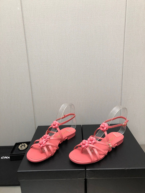 SANDALO BASSO FLOREALE IN PELLE DI AGNELLO ROSA SCURO