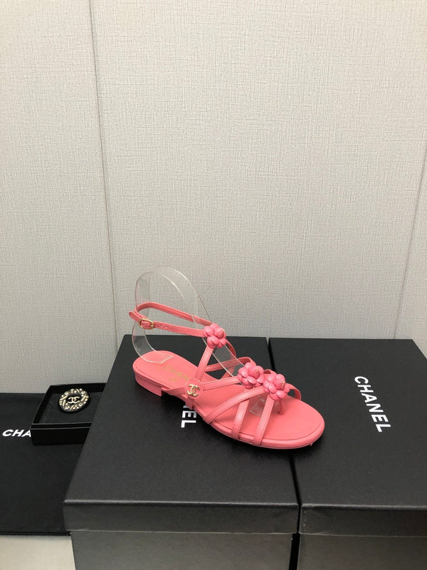 SANDALO BASSO FLOREALE IN PELLE DI AGNELLO ROSA SCURO