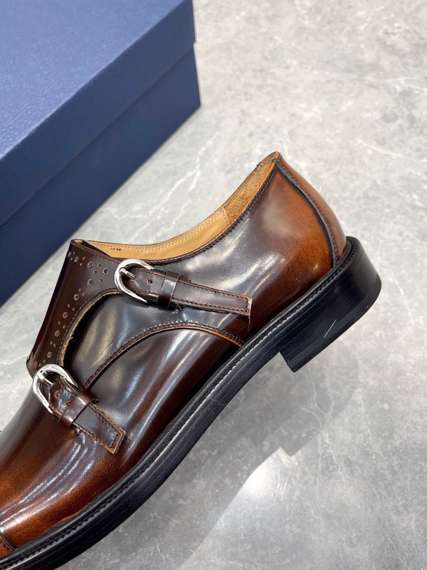 CD PATTERNED DOUBLE MONKSTRAP LOAFER SYRUP CALFSKIN