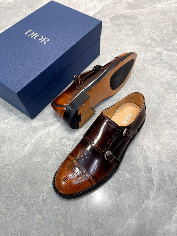 CD PATTERNED DOUBLE MONKSTRAP LOAFER SYRUP CALFSKIN
