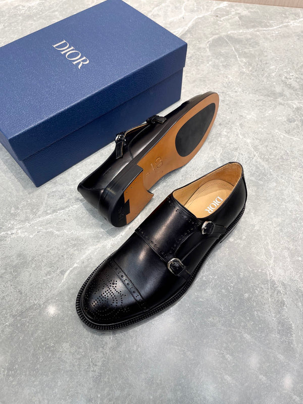 CD PATTERNED DOUBLE MONKSTRAP LOAFER BLACK CALFSKIN