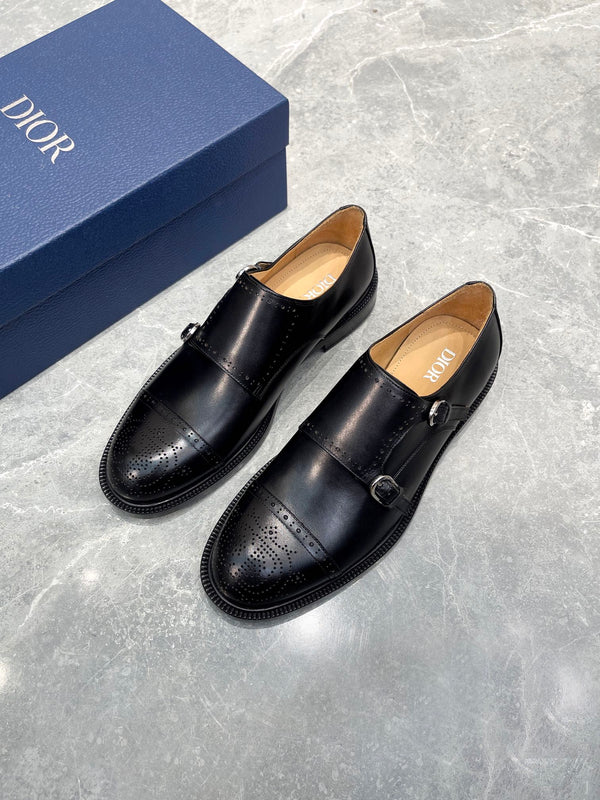 CD PATTERNED DOUBLE MONKSTRAP LOAFER BLACK CALFSKIN