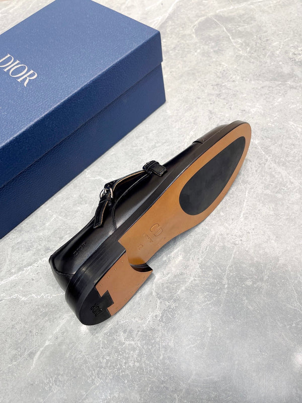 CD PATTERNED DOUBLE MONKSTRAP LOAFER BLACK CALFSKIN