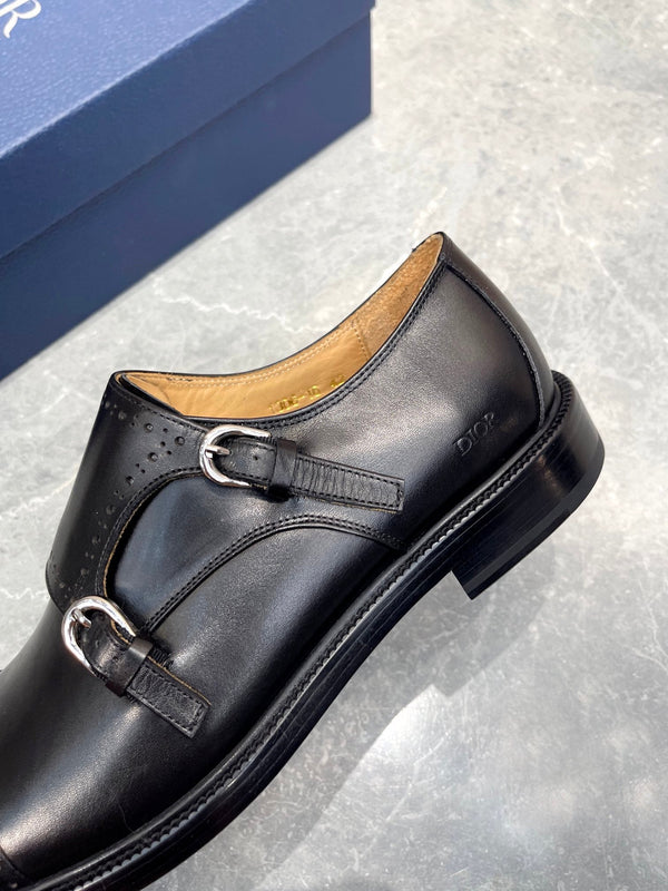 CD PATTERNED DOUBLE MONKSTRAP LOAFER BLACK CALFSKIN