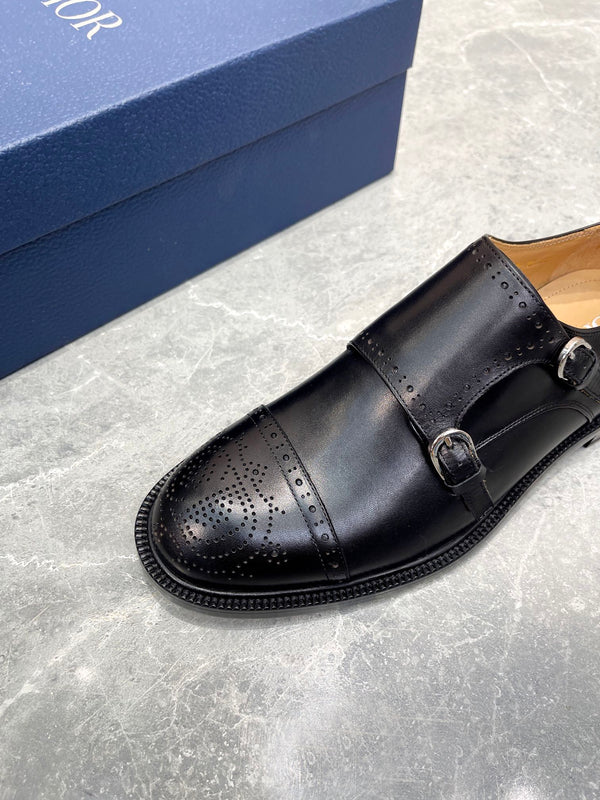 CD PATTERNED DOUBLE MONKSTRAP LOAFER BLACK CALFSKIN