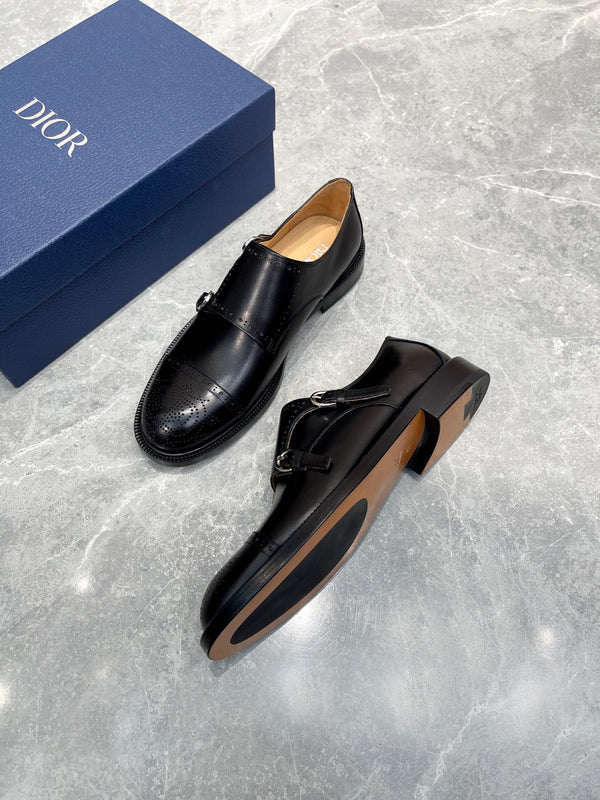 CD PATTERNED DOUBLE MONKSTRAP LOAFER BLACK CALFSKIN